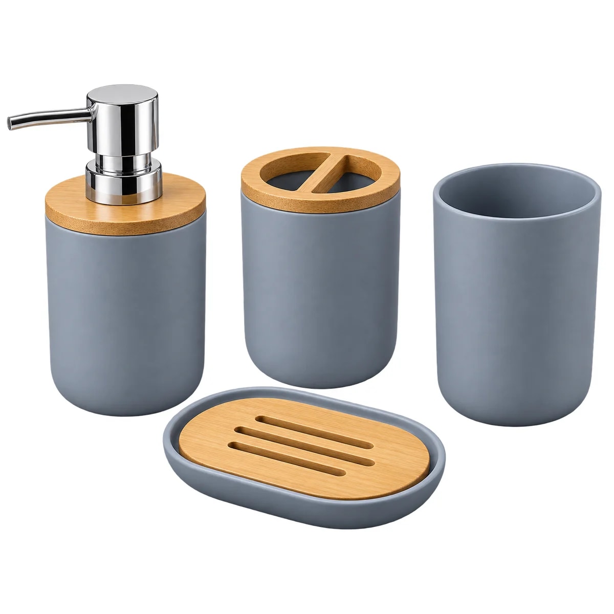 Set de baño plástico 4 piezas Gris - 1